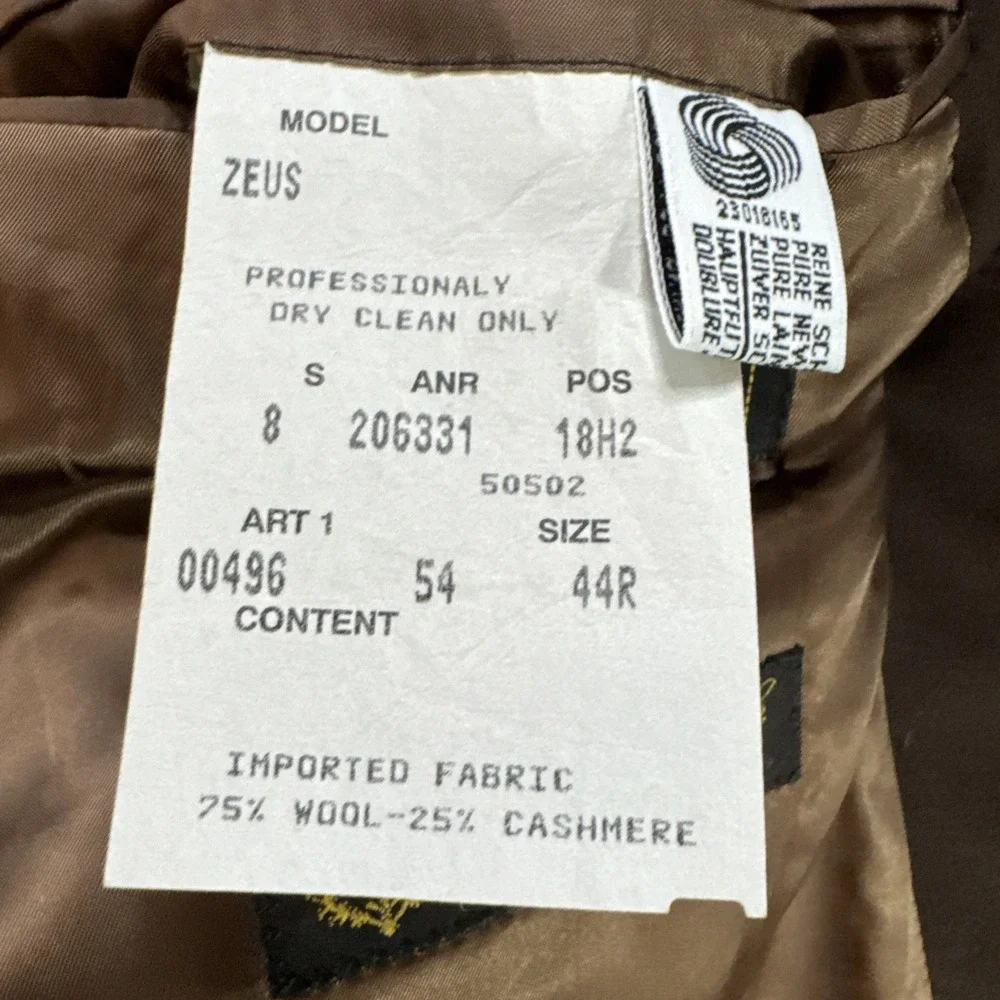 Hugo Boss Loro Piana Sz 44R Wool Cashmere Brown Double Breasted Blazer Jacket